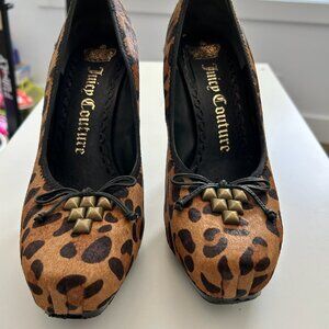 Juicy Couture Trixie Leopard Print Calf Hair Heels Size 10M